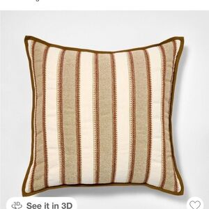 Studio McGee Cream and Olive Striped Pillow 20” x 20”